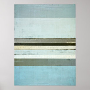 'Serious' Blue and Grey Abstract Art Poster Print