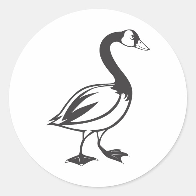 Serious Canada Goose Bird in Black and White Classic Round Sticker (Front)