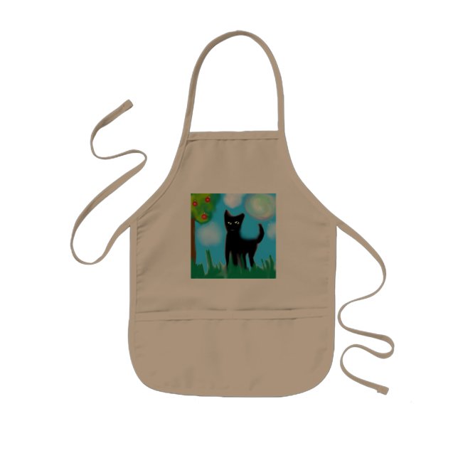 Serious cat  kids apron (Front)