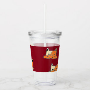 Serious cats on brown acrylic tumbler