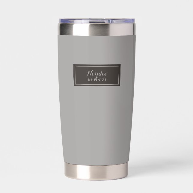 Serious Classic Minimal Simple Grey Insulated Tumbler (Front)