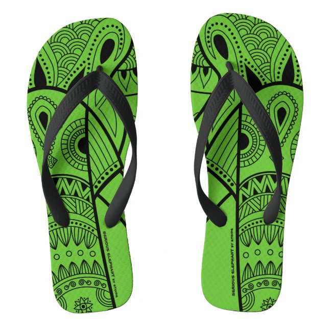 Serious Elephant Green - Wide Straps Sandals (Footbed)