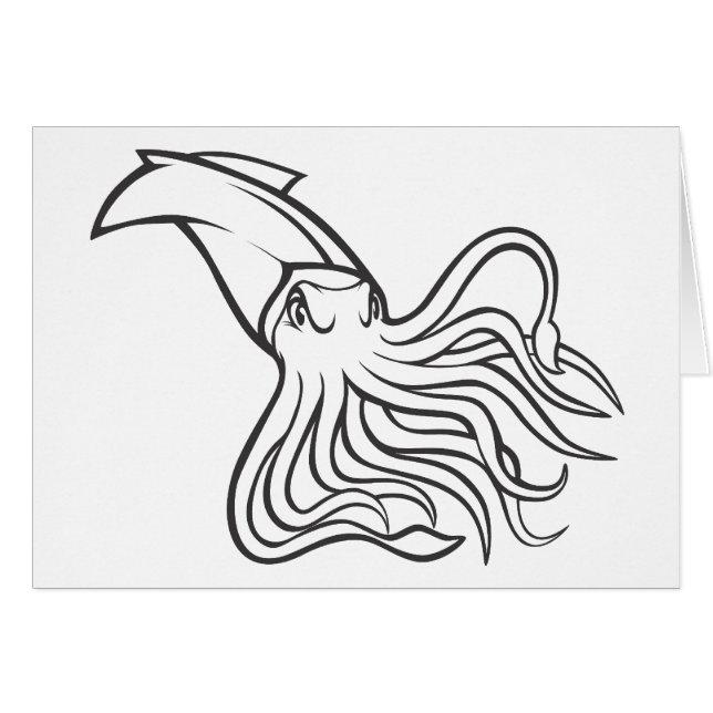 Serious Giant Squid in Black and White (Front Horizontal)