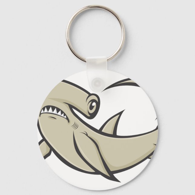 Serious Hammerhead Shark Key Ring (Front)