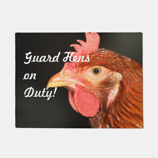 Serious hen doormat (Front)