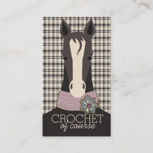 Serious horse knitting crochet fashion scarf business card