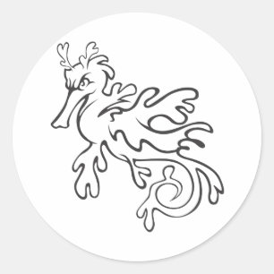 Serious Leafy and Weedy Sea Dragon Classic Round Sticker