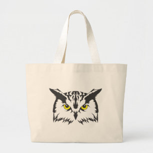 Serious Owl Bird Large Tote Bag