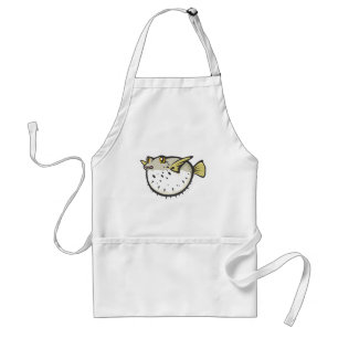 Serious Puffer Fish in Black and White Standard Apron