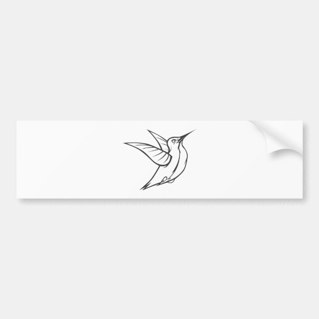 Serious Ruby Throated Hummingbird in Black Bumper Sticker (Front)