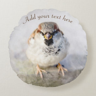Serious Sparrow Round Cushion