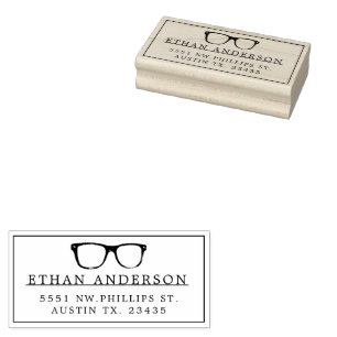 Serious Spectacles   Funny Custom Name Rubber Stamp
