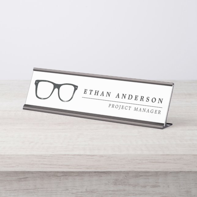 Serious Spectacles | Funny Customised Name Desk Name Plate (Front)