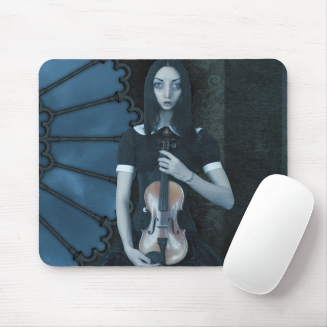 Serious Surreal Art of Gothic Victorian Violinist Mouse Mat (With Mouse)