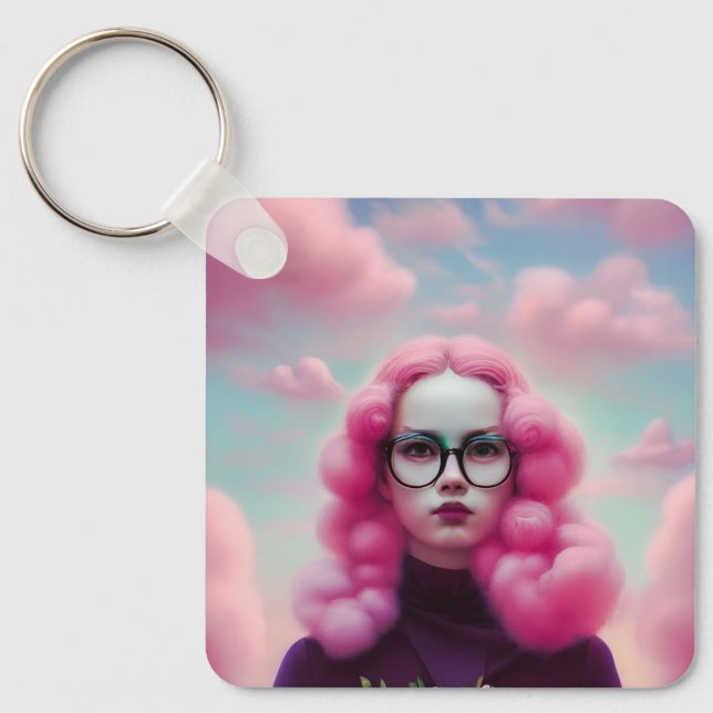 Seriously Pink Hair Key Ring (Front)