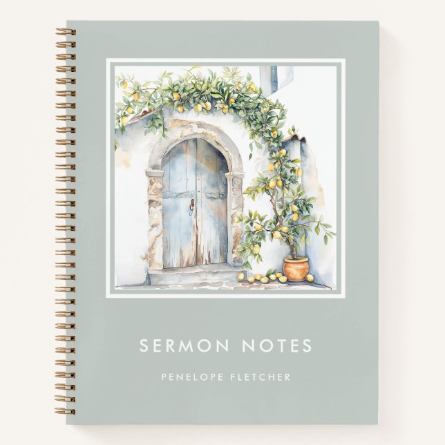Sermon Notes Watercolor Lemon Tree Notebook (Front)