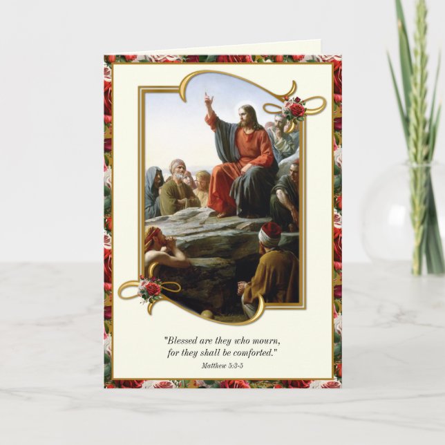 Sermon on the Mount Sympathy Funeral Beatitudes Card (Front)