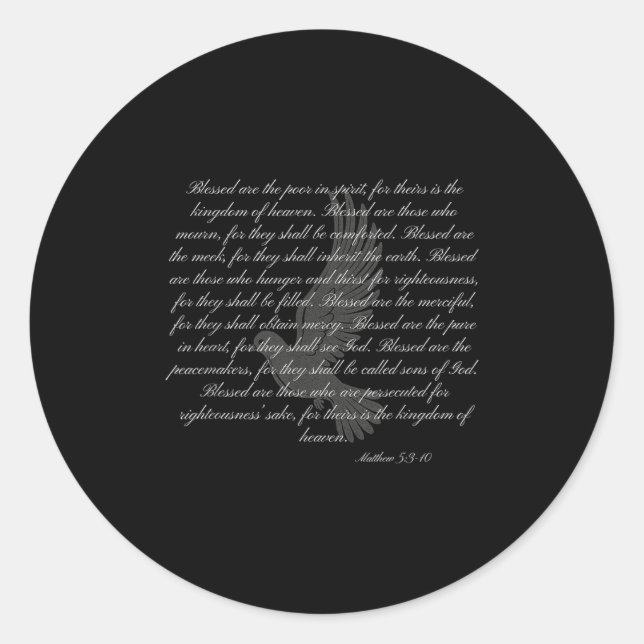 Sermon On The Mount The Beatitudes Matthew 5_3-10  Classic Round Sticker (Front)