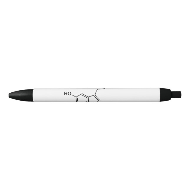 serotonin chemical formula science symbol elements black ink pen (Front)