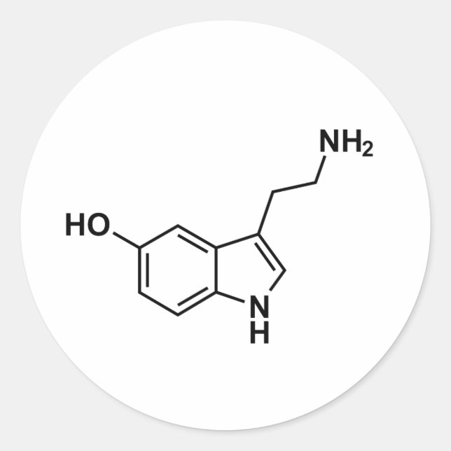 serotonin chemical formula science symbol elements classic round sticker (Front)