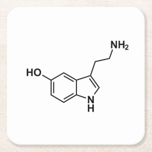 serotonin chemical formula science symbol elements square paper coaster