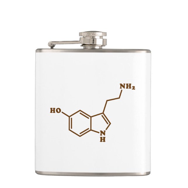 Serotonin Molecular Chemical Formula Hip Flask (Front)