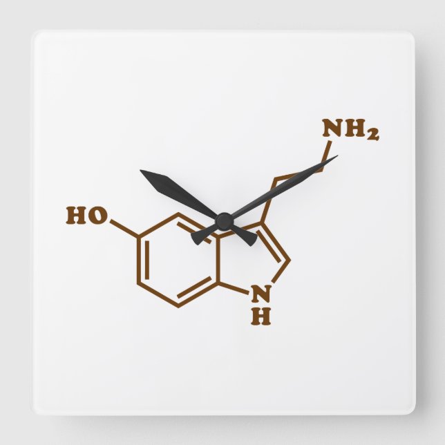 Serotonin Molecular Chemical Formula Square Wall Clock (Front)