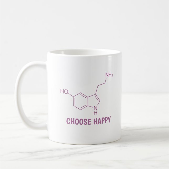 Serotonin Molecule Choose Happy Coffee Mug (Left)