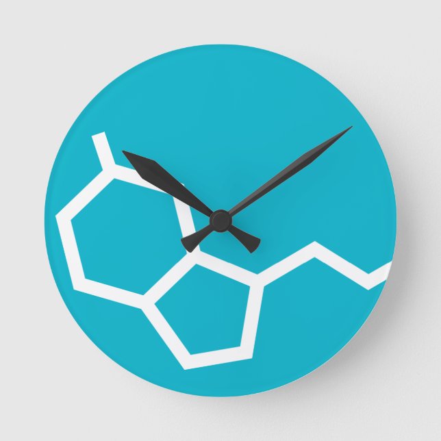Serotonin Molecule - Happiness Round Clock (Front)