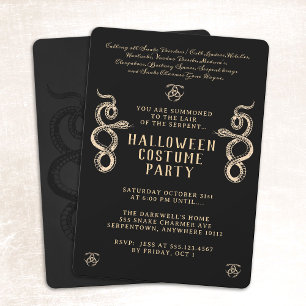 Serpent Adult Halloween Party Black Invitation