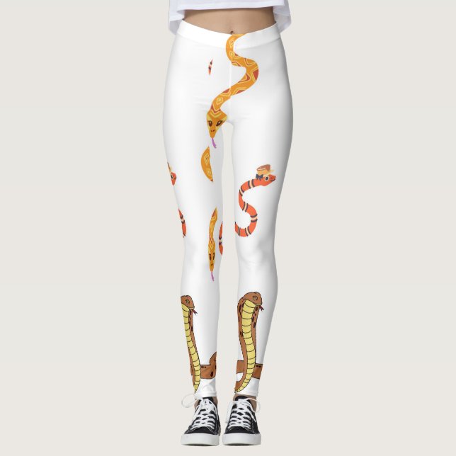Serpent Chic: Bold Snake Print Leggings for a Fier (Front)