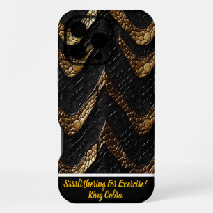 Serpent skin: intricate black and gold iPhone 16 pro max case