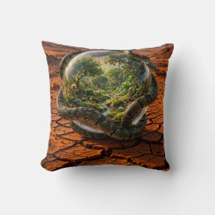 Serpent & the Orb of Eden Surreal Dreamscape Cushion