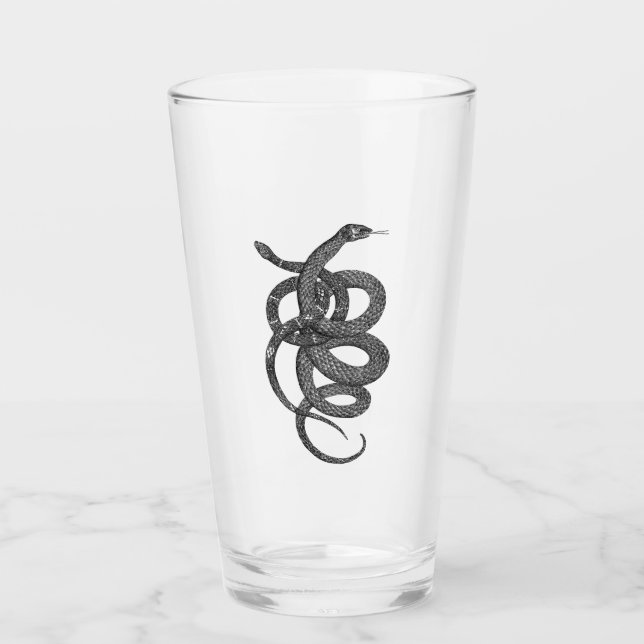 “Serpentes” Simply Spooky B&W Pint Glass (Front)