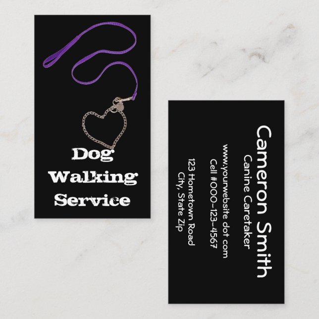 Serpentine Purple Leash & Heart Chain Business Card (Front/Back)
