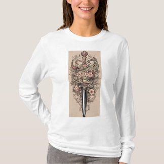: "Serpent's Embrace: Dagger and Snake Tattoo  T-Shirt