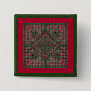 Serpinski's Squares Quilted Christmas Fractal 15 Cm Square Badge