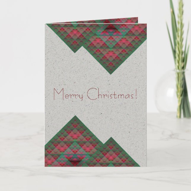 Serpinski's Squares Quilted Christmas Fractal Holiday Card (Front)