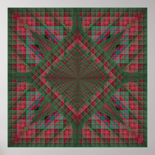 Serpinski's Squares Quilted Christmas Fractal Poster