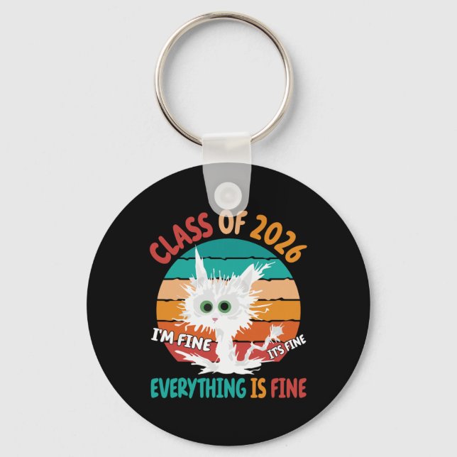 Serrade Petit Cat Cl Of 2026 I Am Fine Student Gra Key Ring (Front)