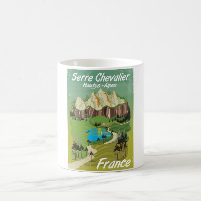 Serre Chevalier, France ski travel poster Coffee Mug (Center)
