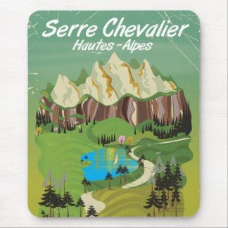 Serre Chevalier, France ski travel poster Mouse Mat