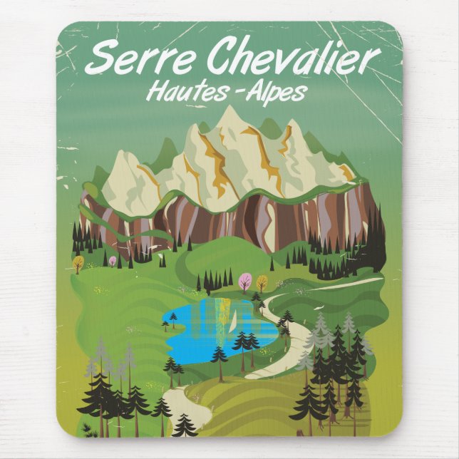 Serre Chevalier, France ski travel poster Mouse Mat (Front)