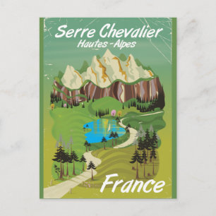 Serre Chevalier, France ski travel poster Postcard