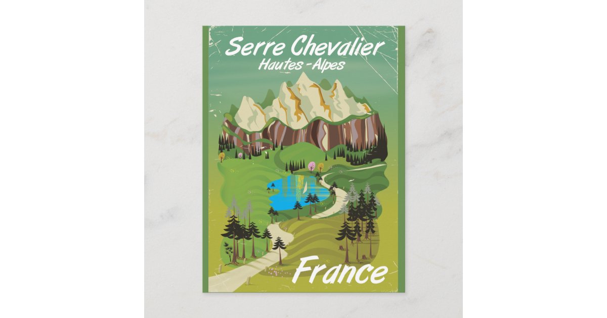 Serre Chevalier, France ski travel poster Postcard | Zazzle