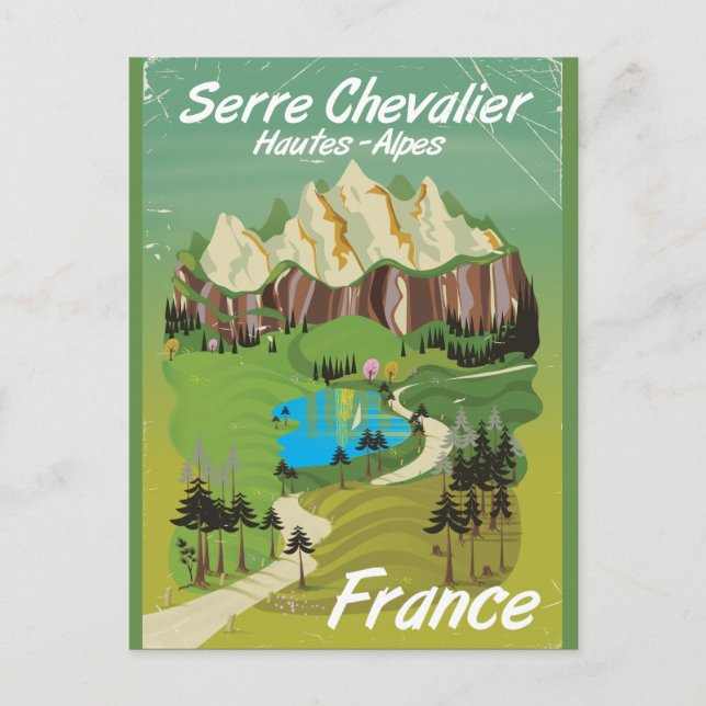 Serre Chevalier, France ski travel poster Postcard (Front)