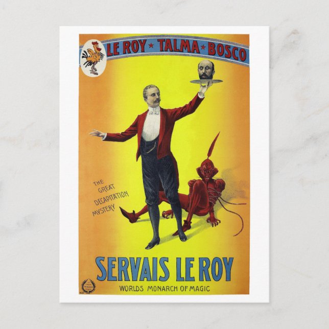 Servais Leroy Restored Vintage Magician Poster Postcard (Front)