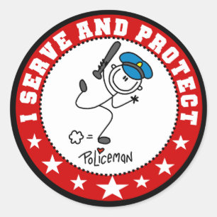 Serve and Protect Policeman Classic Round Sticker