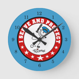 Serve and Protect Policeman Round Clock