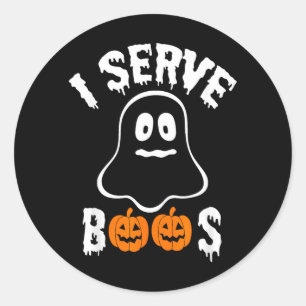 Serve Boos Bartender Halloween Boo Lover Waitress Classic Round Sticker